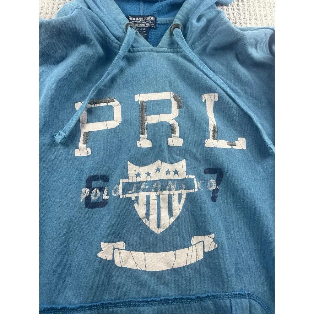 Vintage Polo Ralph Lauren Jean Co Hoodie Sweatshirt Blue Men's XL Boxy Fit